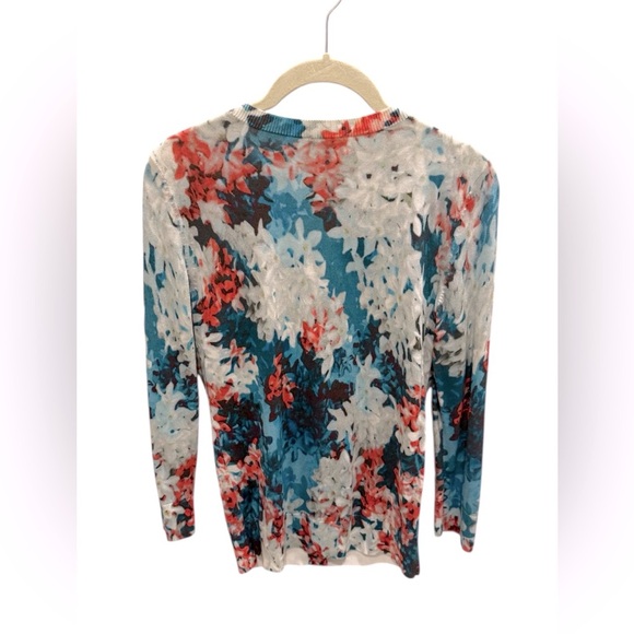 Talbots Floral Button-Up Cardigan Blue Pink Women’s Size XS - Picture 2 of 3